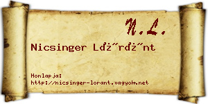 Nicsinger Lóránt névjegykártya