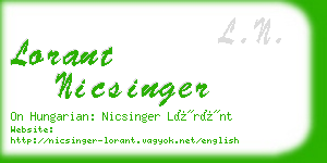 lorant nicsinger business card